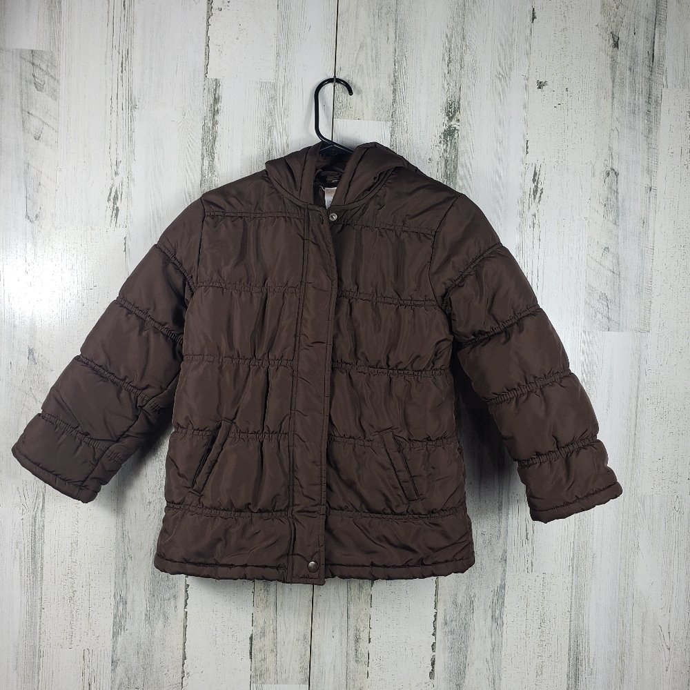 Gymboree girls brown puffer winter jacket size medium 7-8